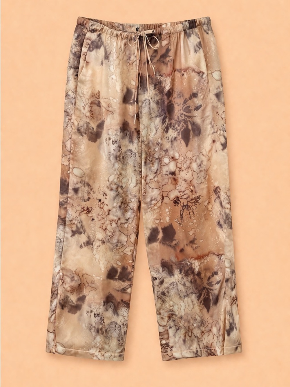ZARA MARBLE PRINT WIDE LEG PANTS WITH SIZE SPLIT